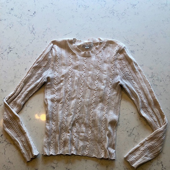 American Eagle Long Sleeve Light Sweater Cream - Picture 3 of 5